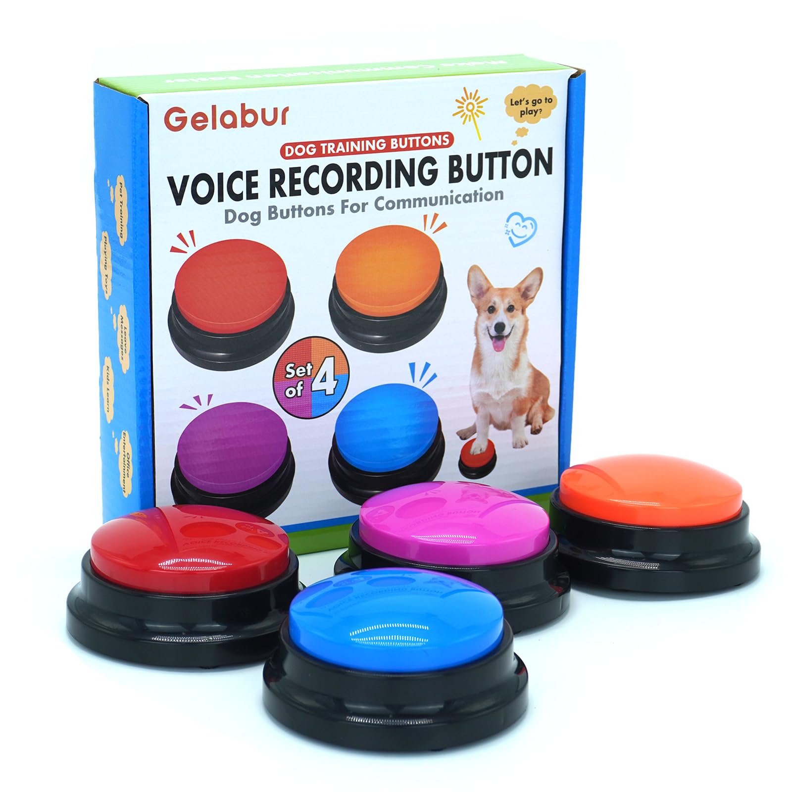 Gelabur dog buttons outside command shot for easy pet training and outdoor signaling