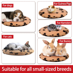 Gelbesty Original pet using heating pad on bed for soothing comfort.