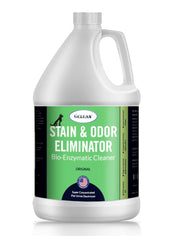 GELEAN strong-stain-odor-eliminator bottle demonstrates powerful cleaning action