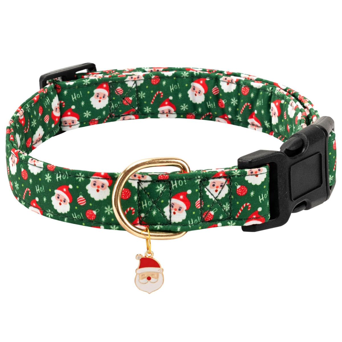 Gelwoo dog collar with flower pendant in green Santa Claus design for stylish everyday wear