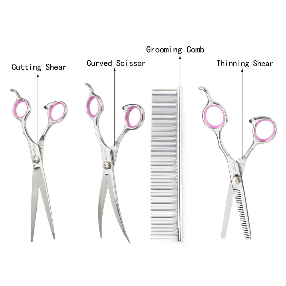 GEMEK curved scissors shown for feathered edges and around contours.