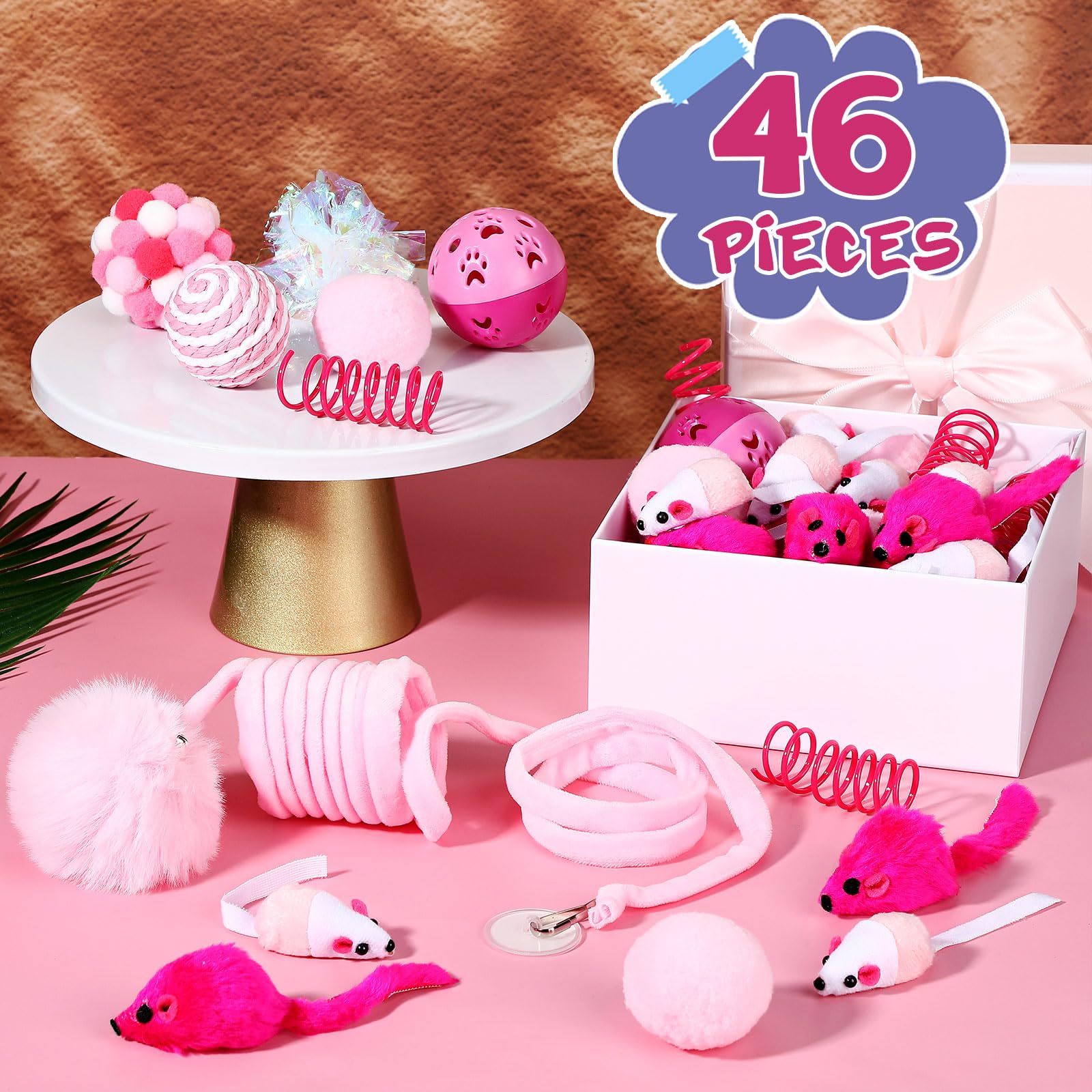 Gemscream cat toys crinkle balls pink – delivers tactile crunch and interactive fun.
