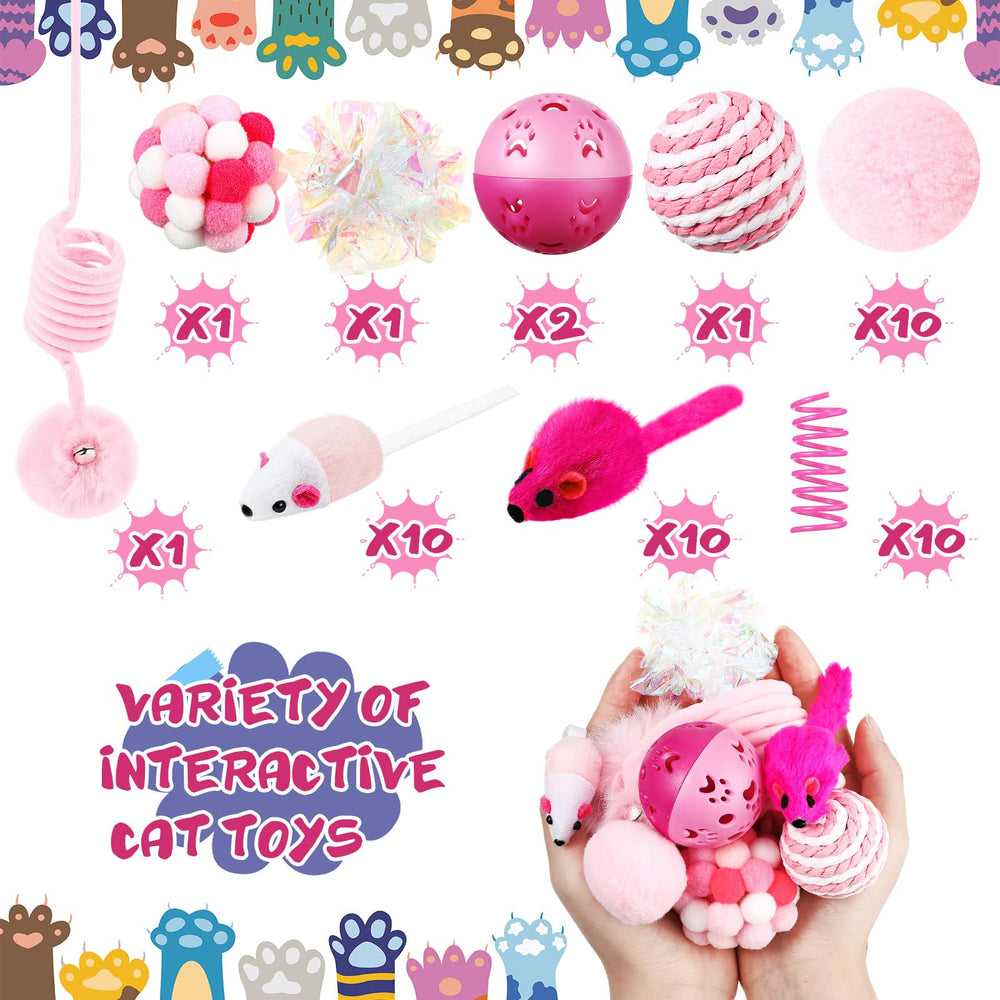 Gemscream cat toys rattle pink mice – stimulates curiosity with playful sound cues.
