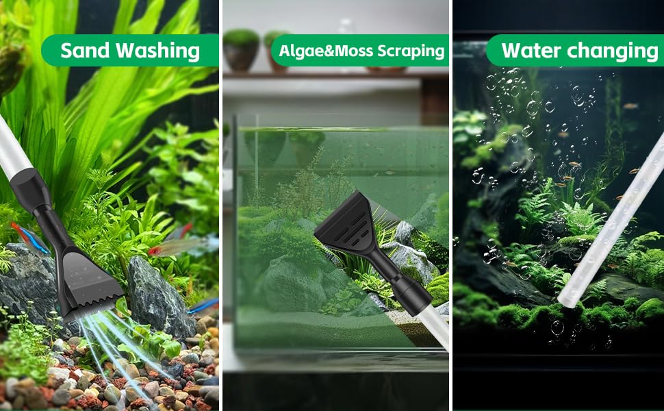 Generic Aquarium Gravel Cleaner includes a glass scraper for gentle tank scrubbing.