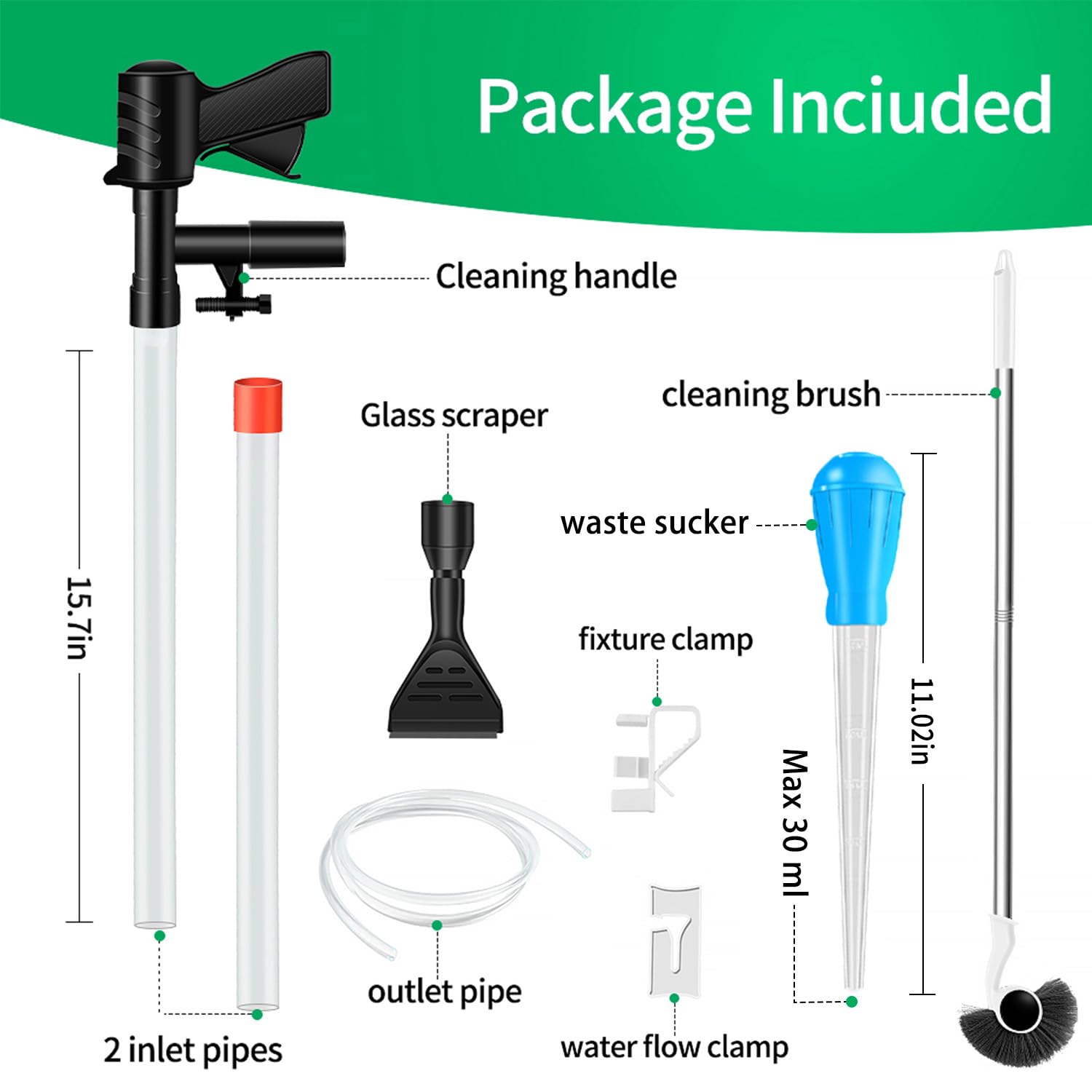 Generic Aquarium Gravel Cleaner uses a silent manual pump for easy maintenance.