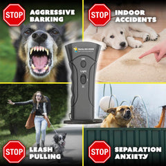 Generic Barks No More device in use demonstrating a gentle ultrasonic cue for behavior correction.