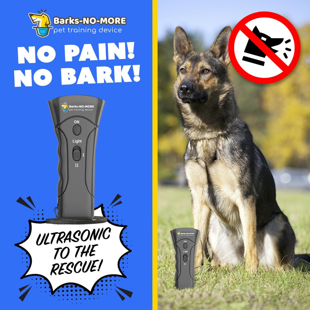 Generic Barks No More device silent deterrent emphasizes humane, non-shock training.