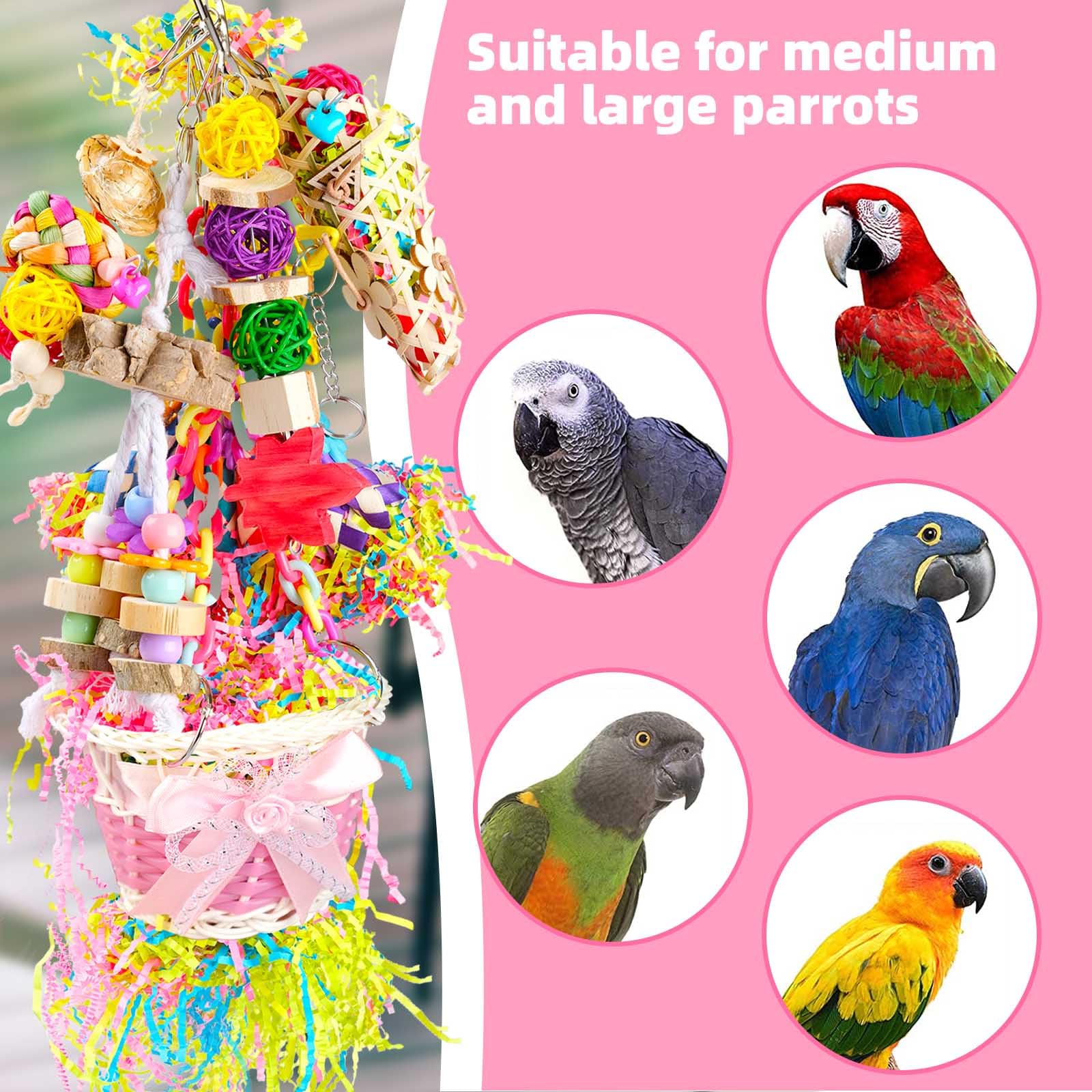 Generic Bird Toys refillable-basket supports snack-foraging customization