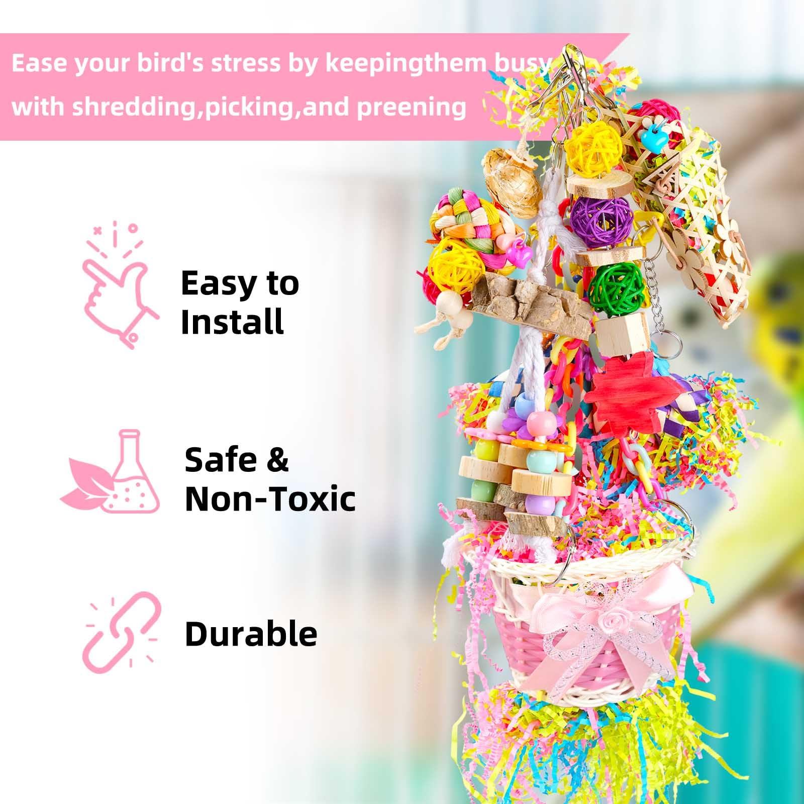 Generic Bird Toys safe-natural-materials ensures non-toxic playtime