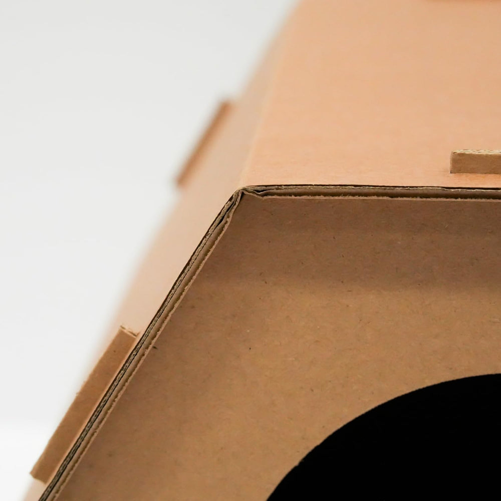 Generic Cardboard Cat House assembly-free setup demonstrates easy setup for indoor cats.