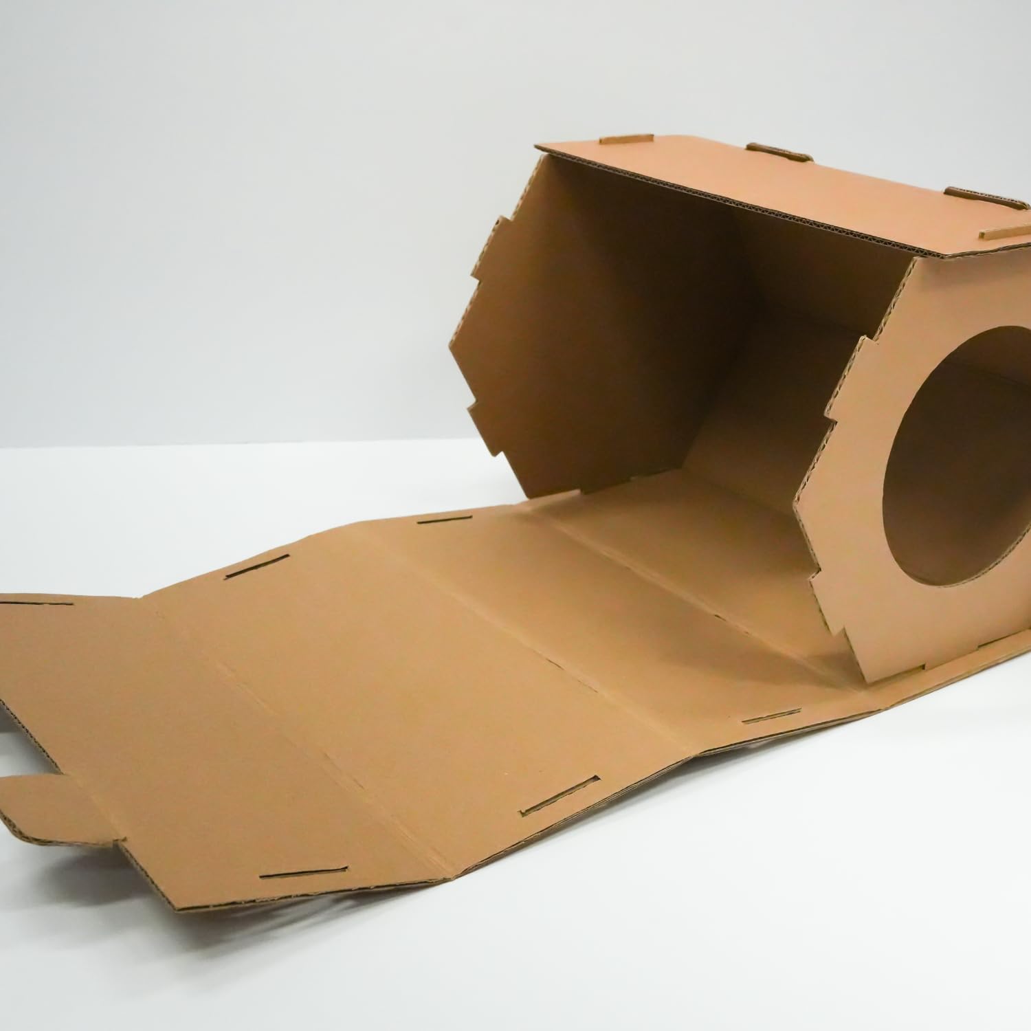 Generic Cardboard Cat House decor-brown blends with home aesthetics for cozy hideouts.