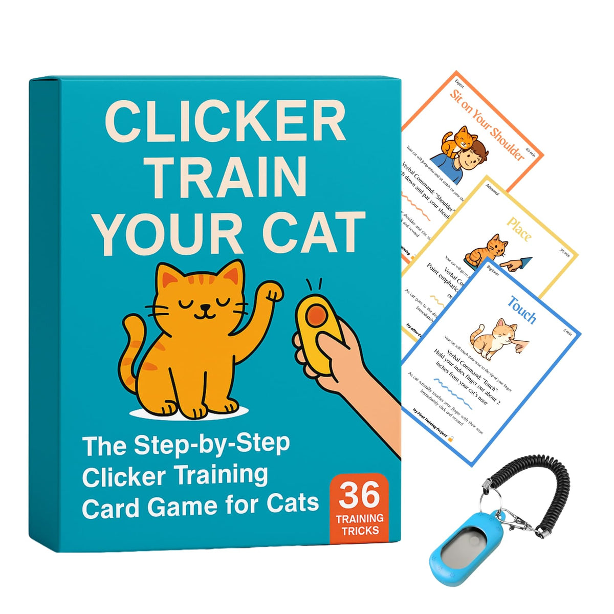 Generic Cat Clicker Training Kit box front showing complete set for quick training setup.