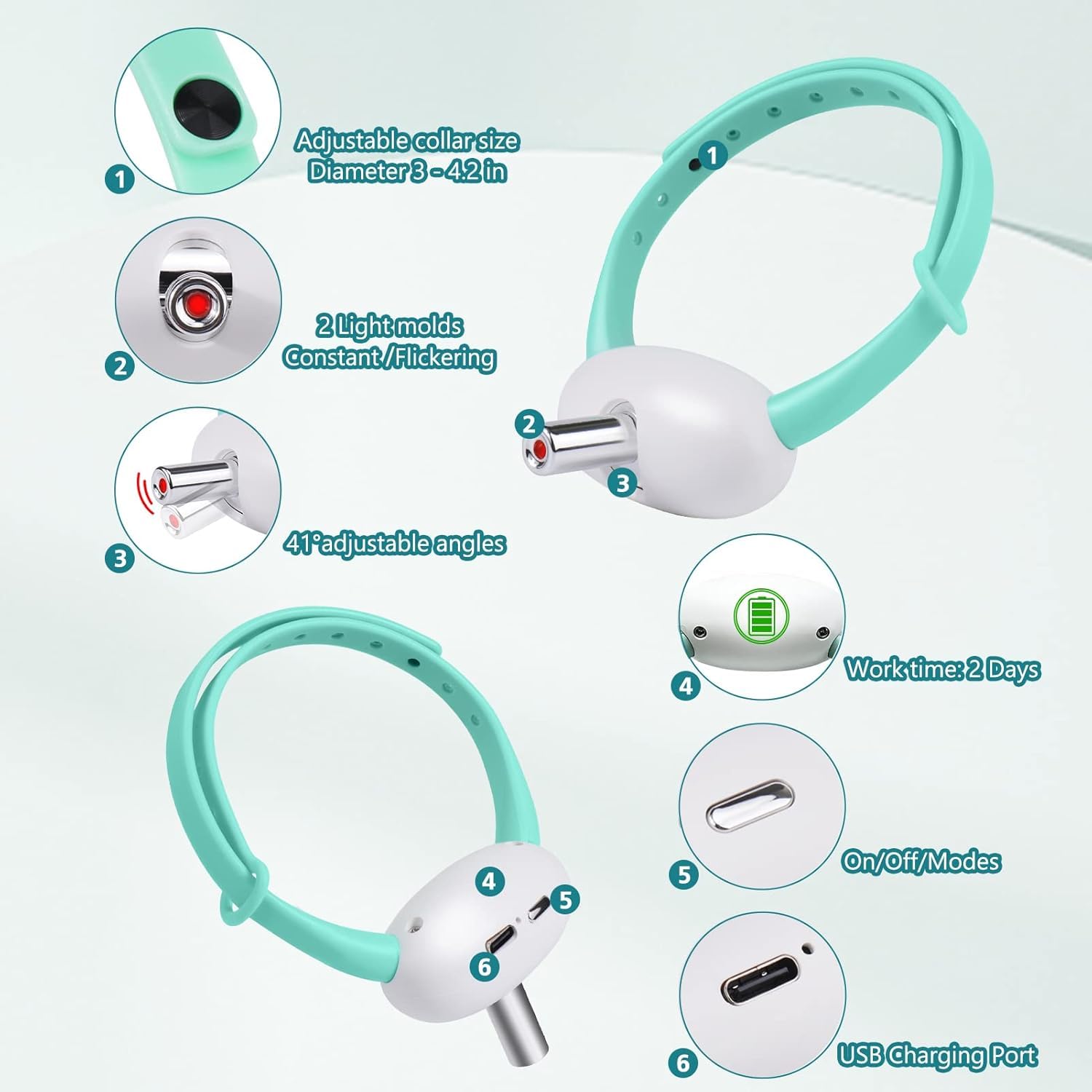 Generic cat laser collar angle adjustment showing projection distance control.