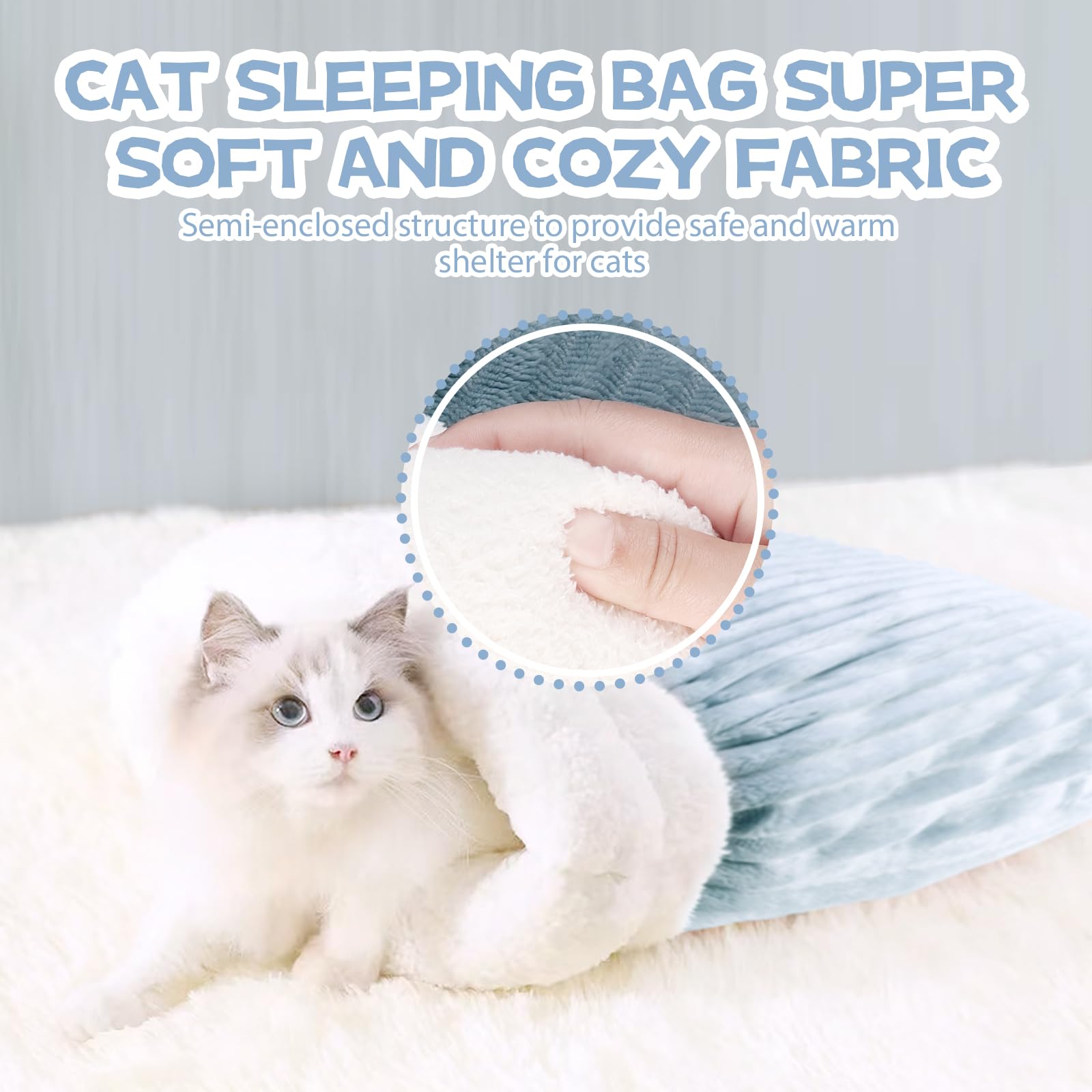 Generic Cat Sleeping Bag plush interior offers soft warmth for restful moments.