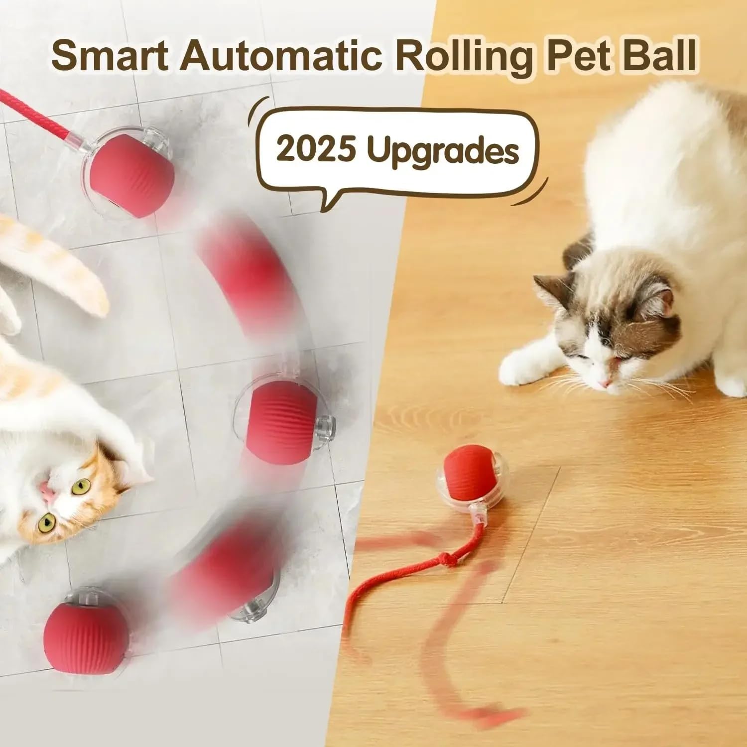 Generic Cat Smart Rolling Ball catnip-infused components attract cats and encourage active exploration.