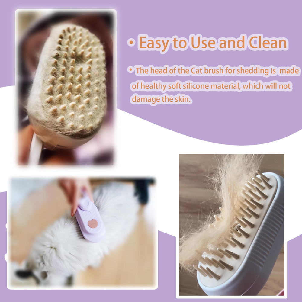 Generic cat steam brush detachable silicone panel for quick cleaning after grooming