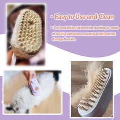 Generic cat steam brush detachable silicone panel for quick cleaning after grooming