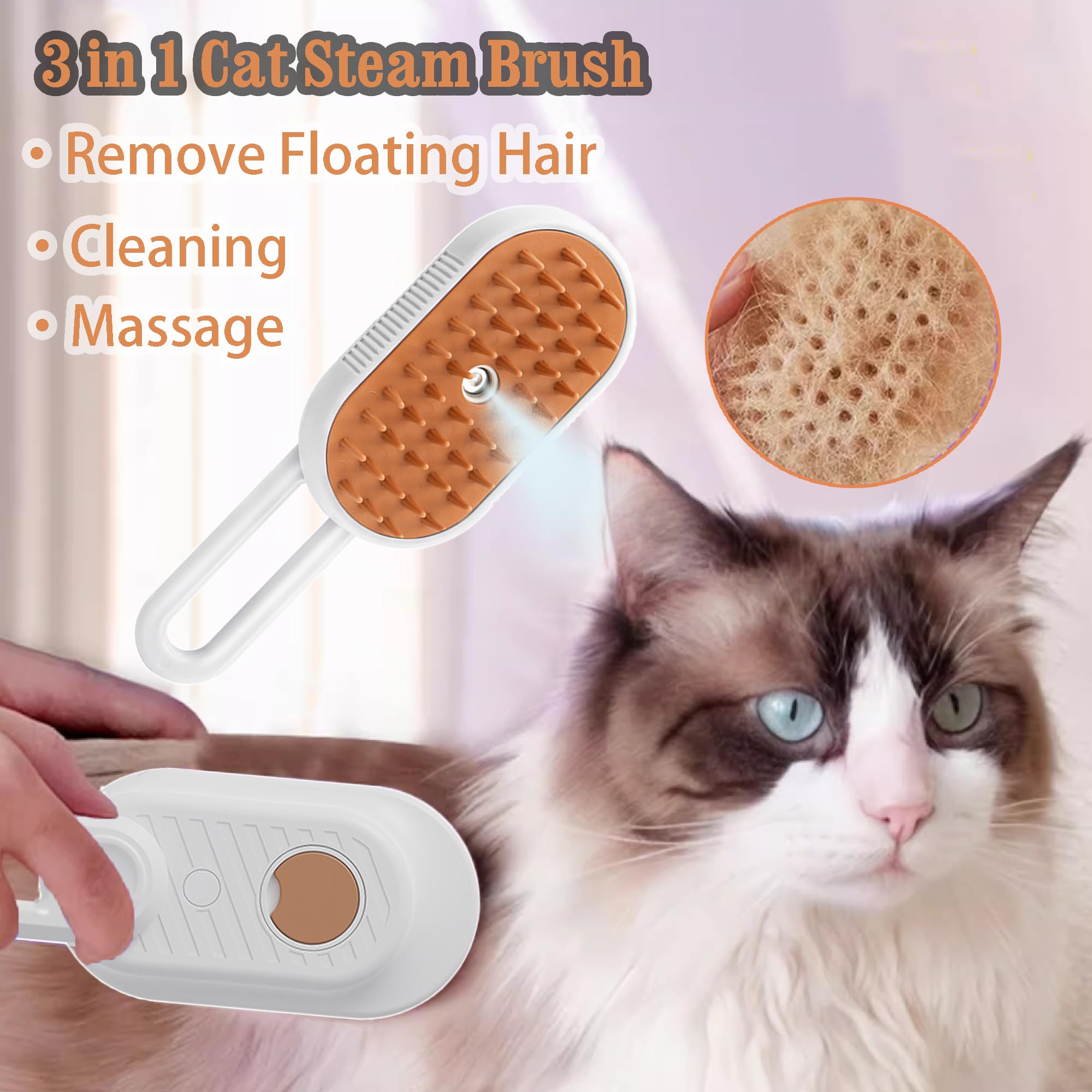 Generic cat steam brush soft silicone bristles gently groom cats without scratching skin
