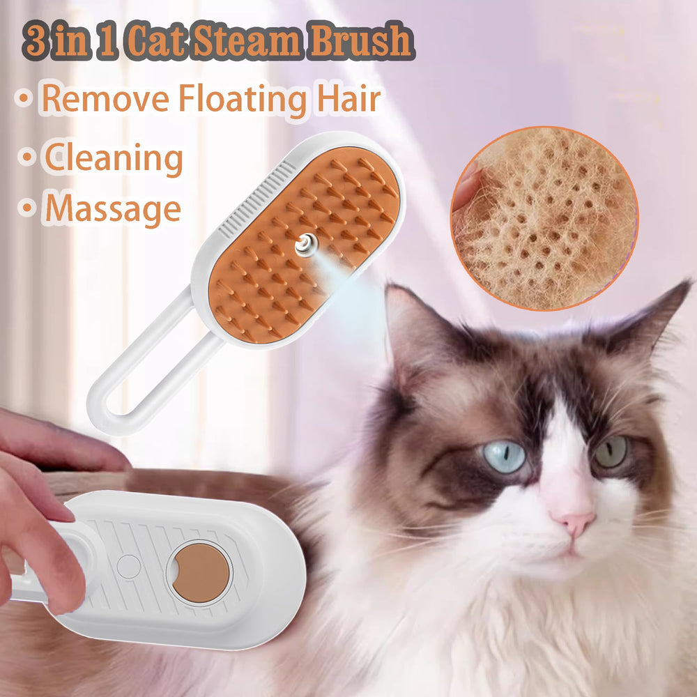 Generic cat steam brush soft silicone bristles gently groom cats without scratching skin