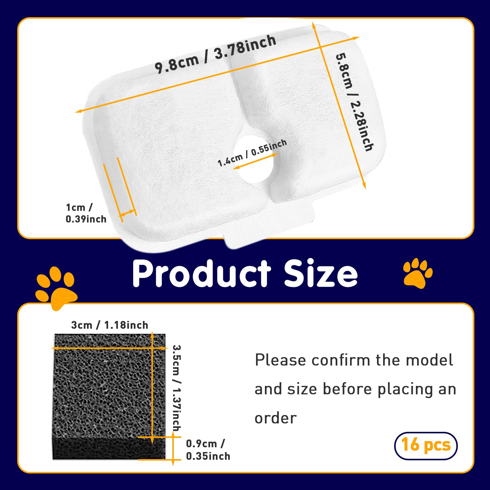 Generic cat fountain filter plwf115 side view demonstrates compatibility with Petlibro models