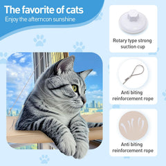 Generic Cats Window Perch Sunshine Throne shows sunlit lounging on a secure glass mount