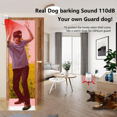 Generic Dog Barking Alarm receiver setup shows quick plug-in convenience and alert delivery.