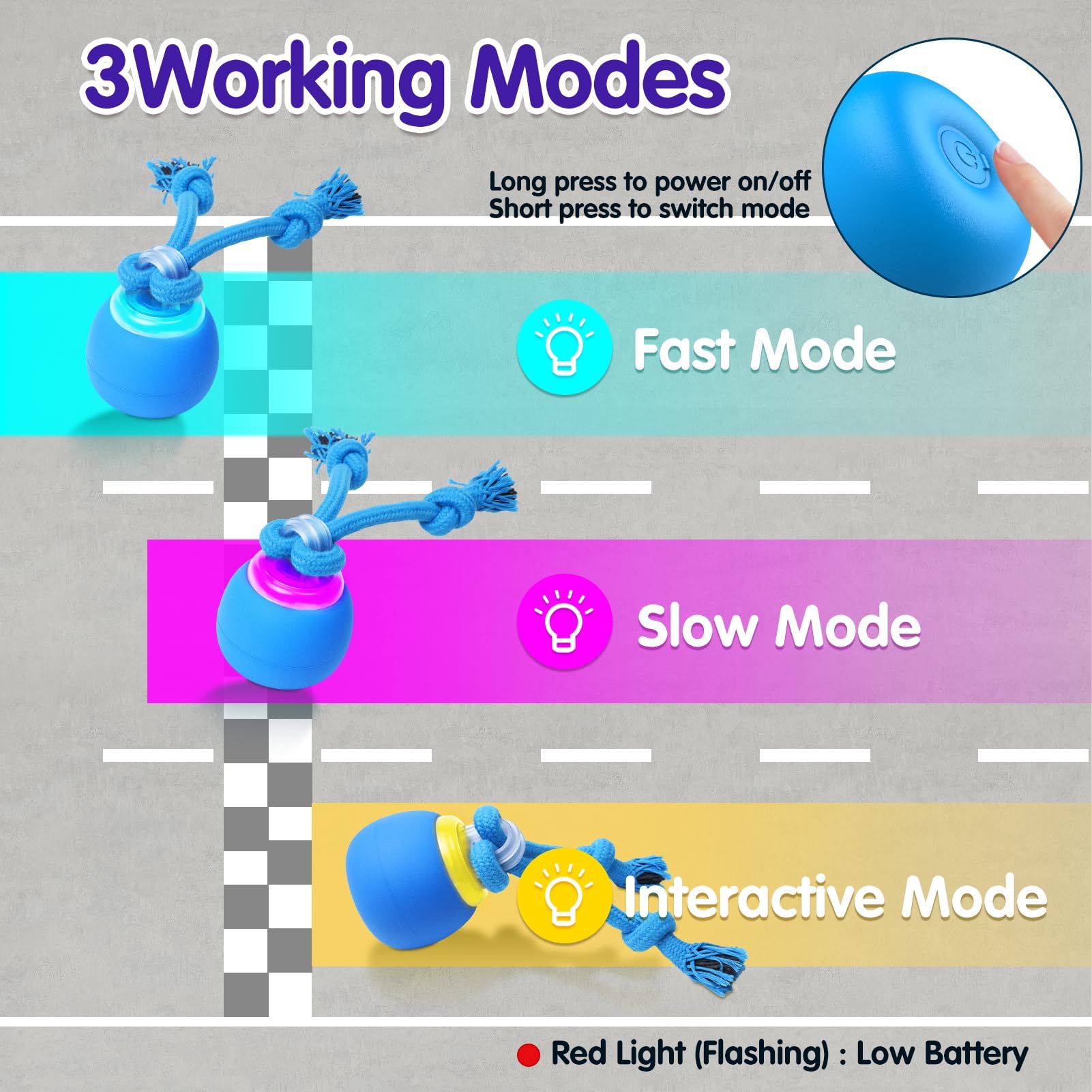 Generic Interactive Dog Ball in motion shows a dog chasing for exercise.