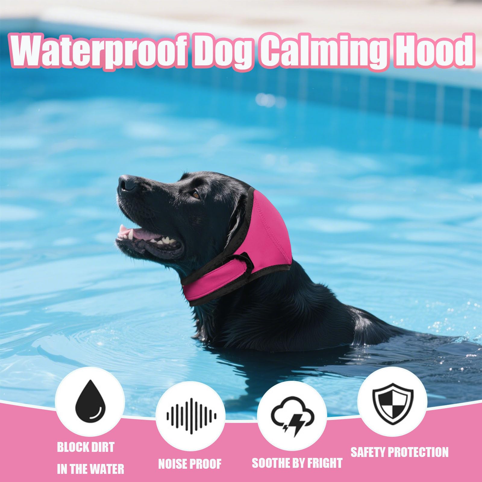 Generic Dog Quiet Ear Cover pink small adjustable strap prevents slipping