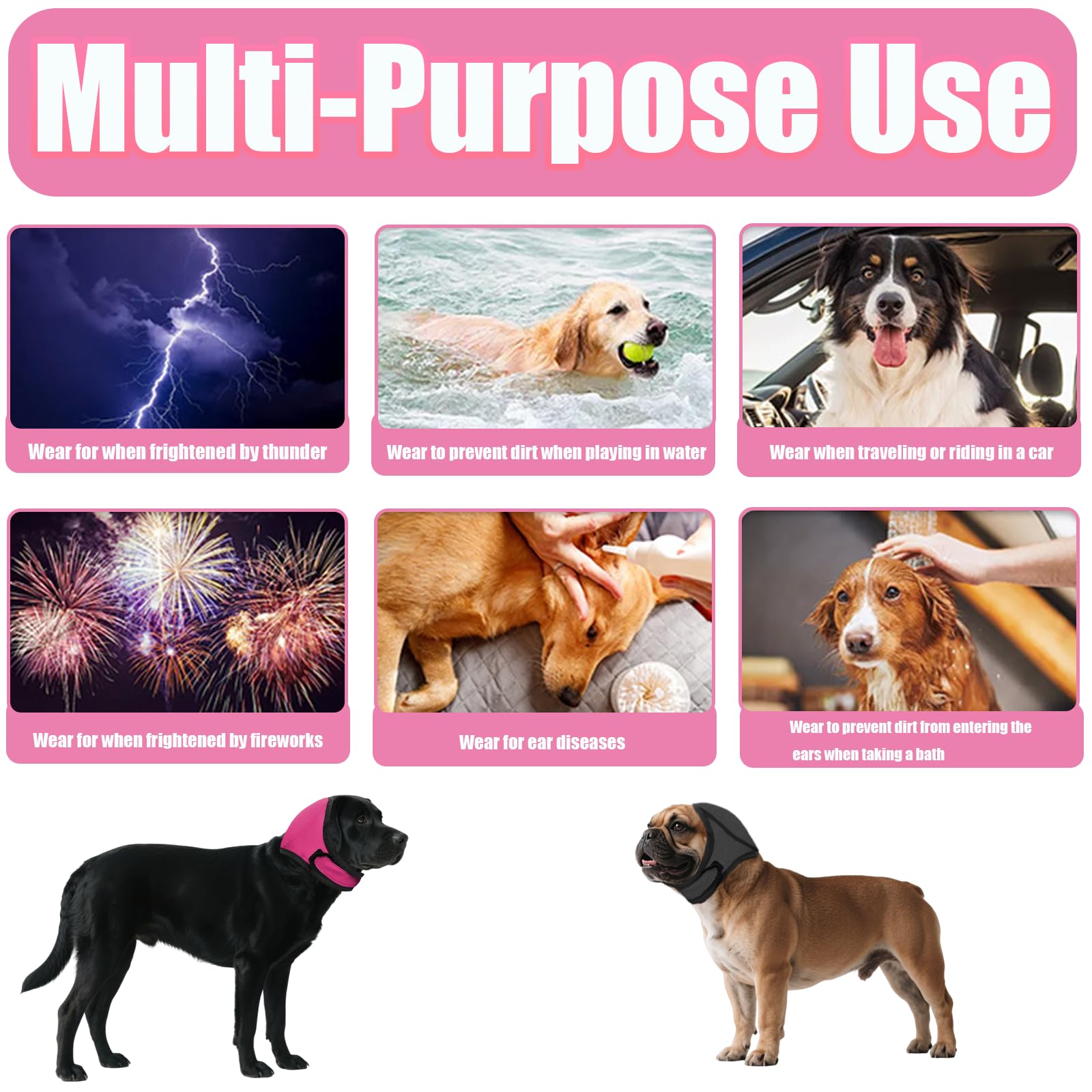 Generic Dog Quiet Ear Cover pink small on-dog display for active use