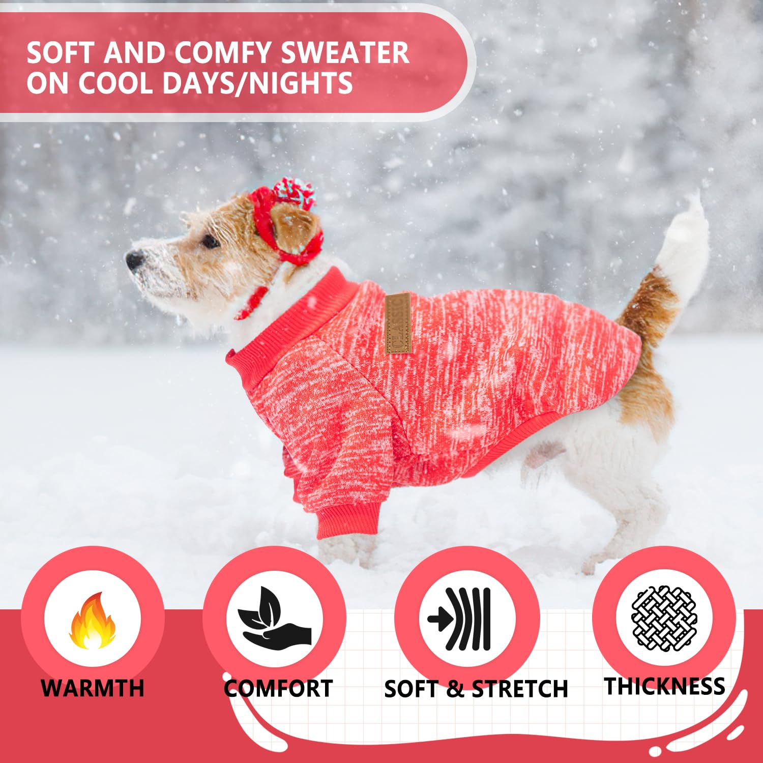 Generic dog sweater two-color design adds playful style for small pets.