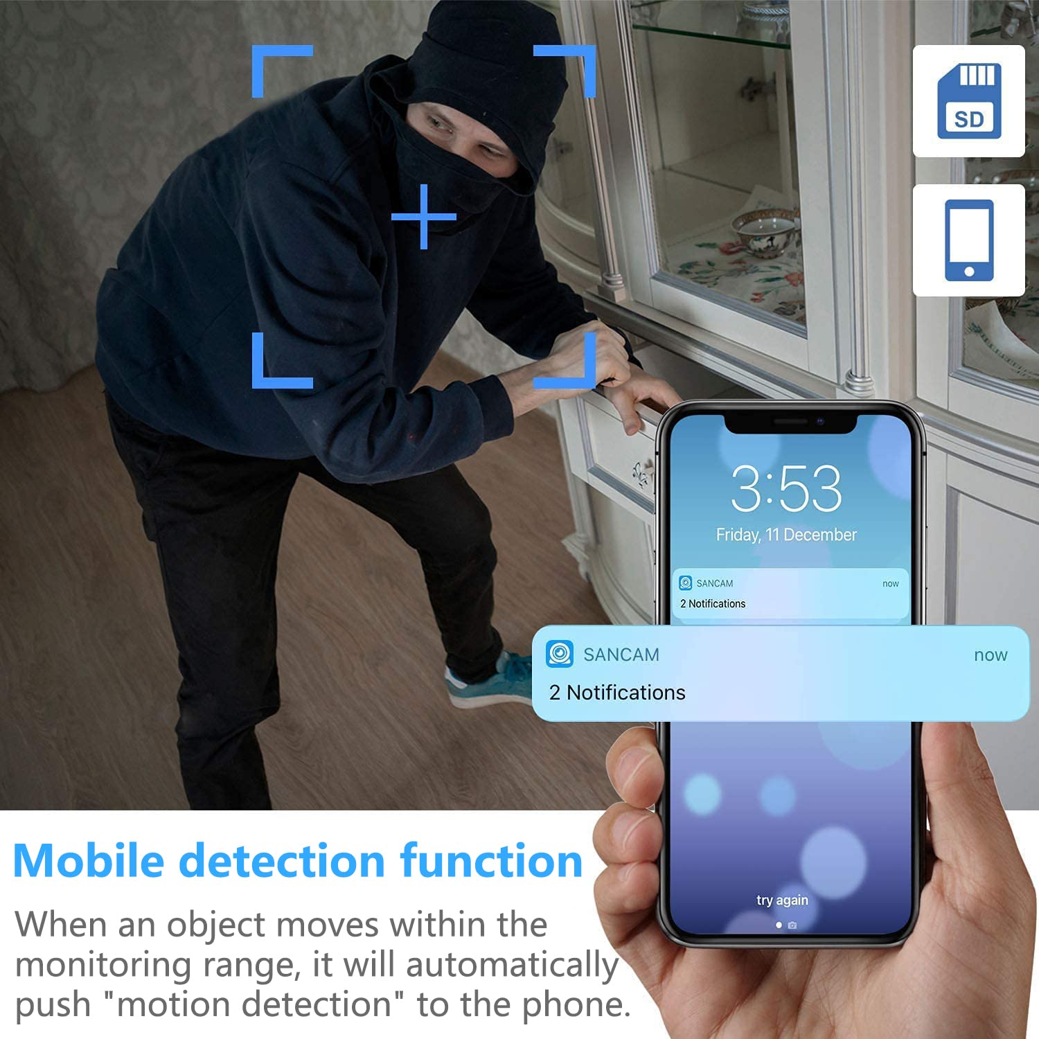 Generic GTYT built-in battery enables flexible wireless placement.