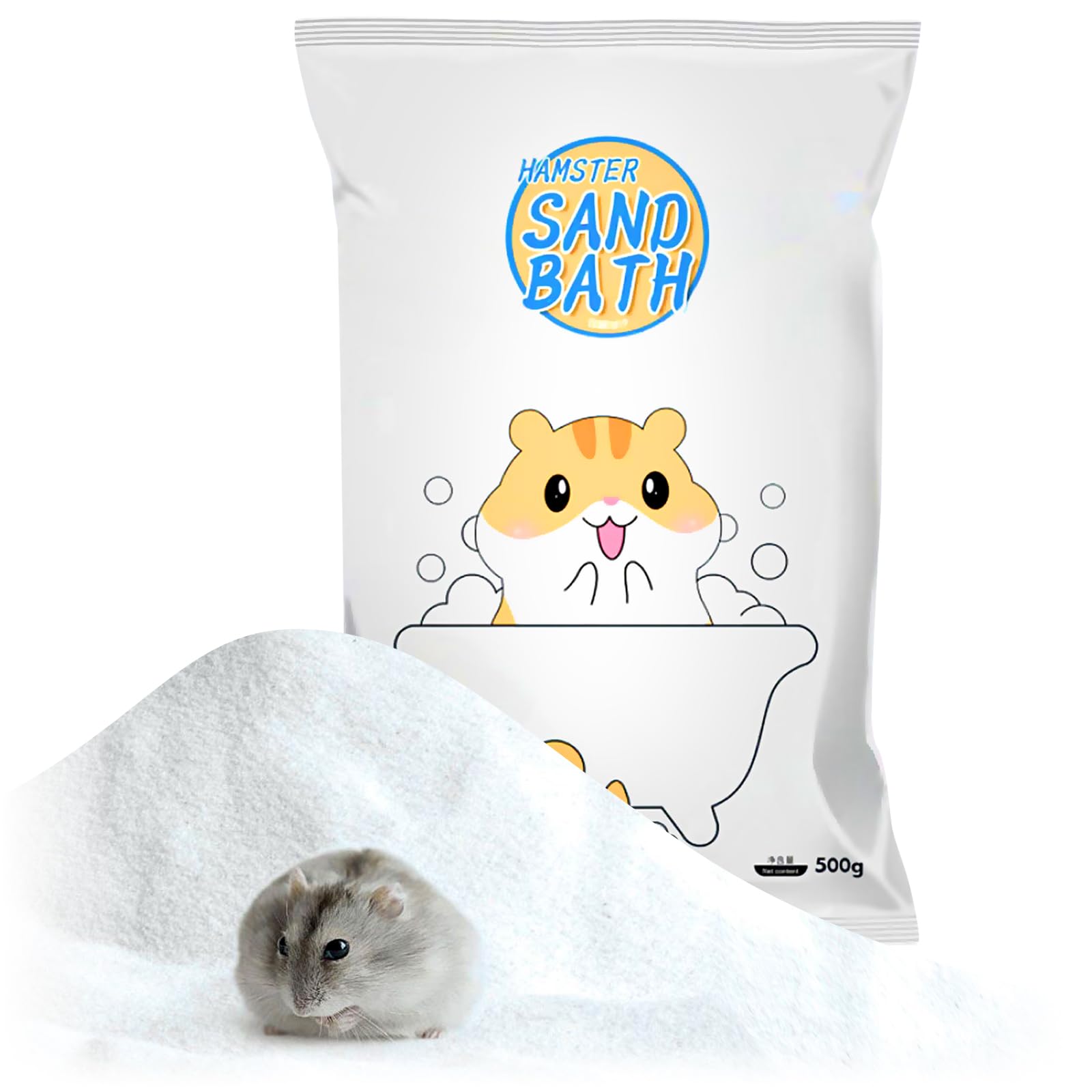Generic hamster bath sand bowl setup demonstrates dust-free silica sand for gentle cleansing