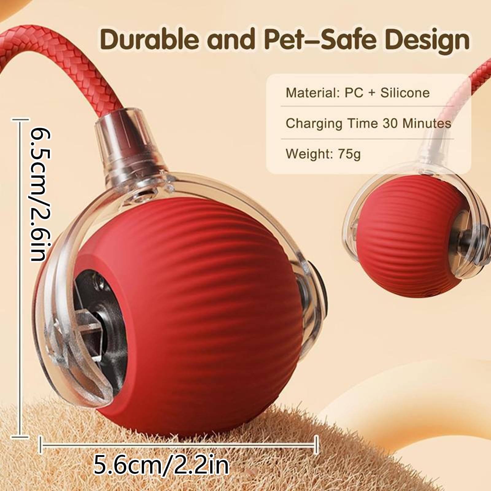 Generic Interactive Cat Ball Crimson fast mode energizes cats
