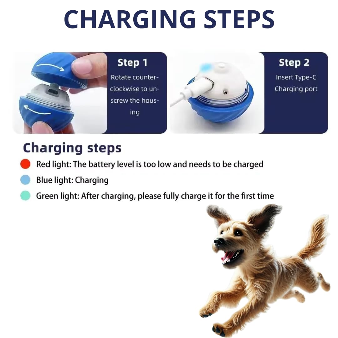 Generic Interactive Dog Ball USB-rechargeable for extended outdoor sessions