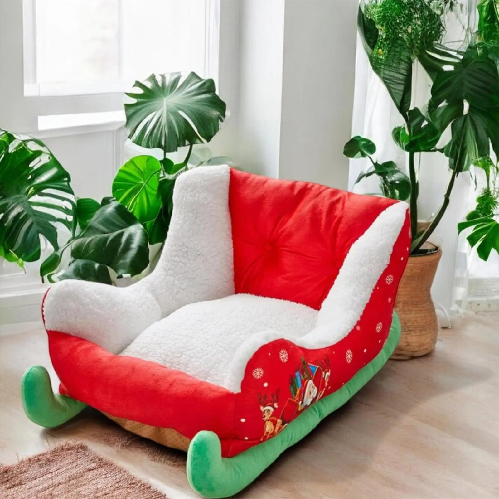 Generic Interesting Red Christmas Pet Bed pets enjoying festive, cozy holiday nap.