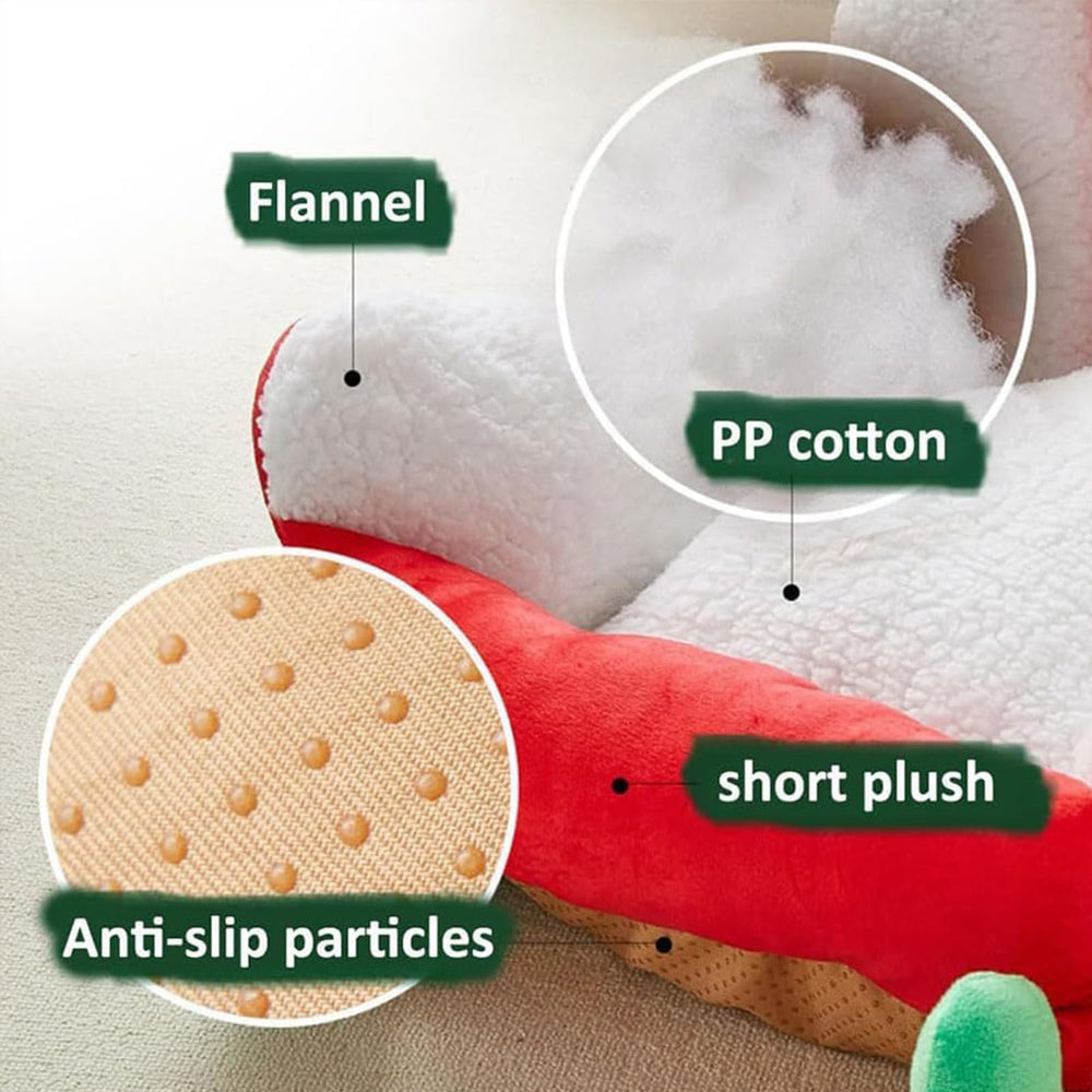 Generic Interesting Red Christmas Pet Bed plush interior offers soft warmth for indoor cuddling.