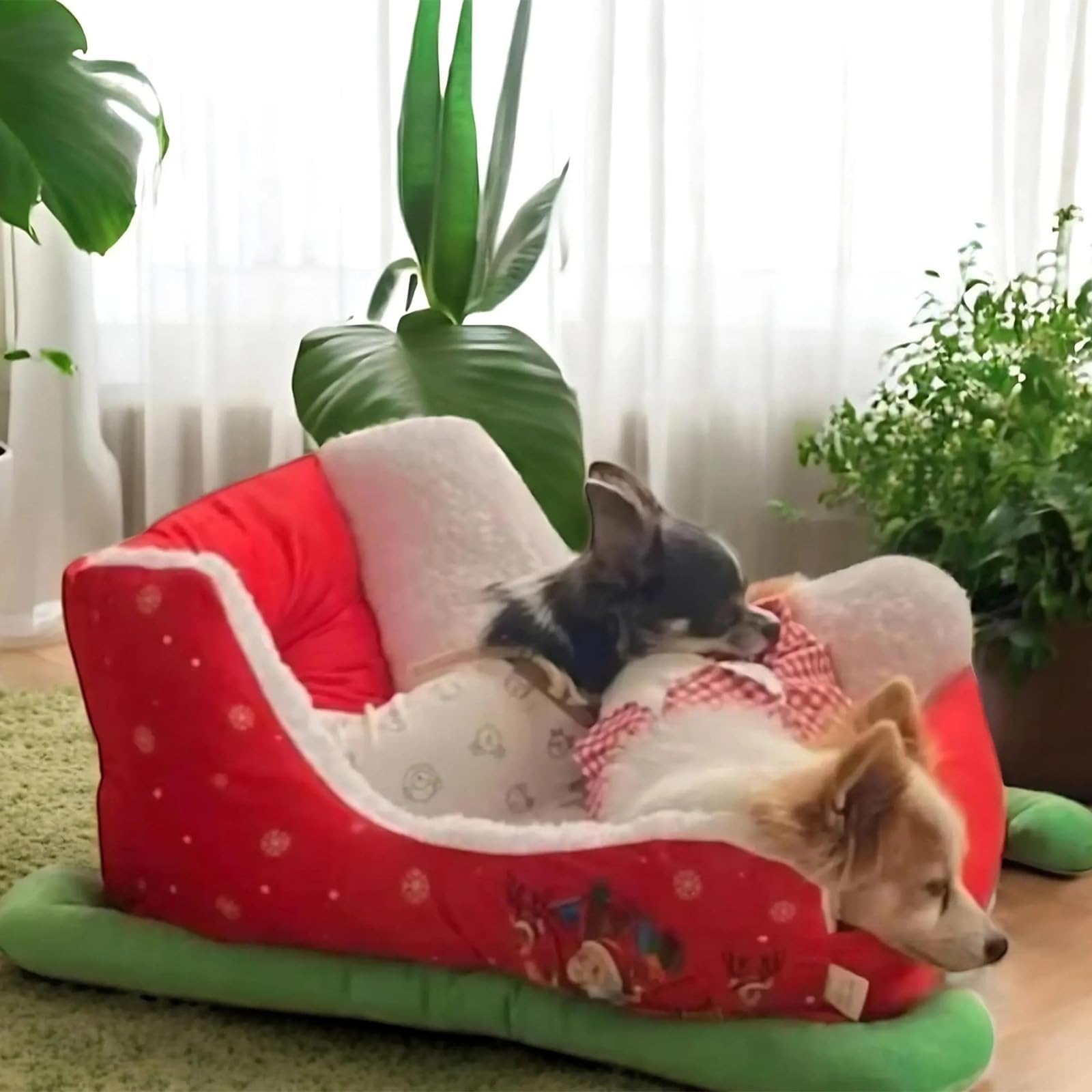 Generic Interesting Red Christmas Pet Bed size 63x45x33cm fits small to medium pets.