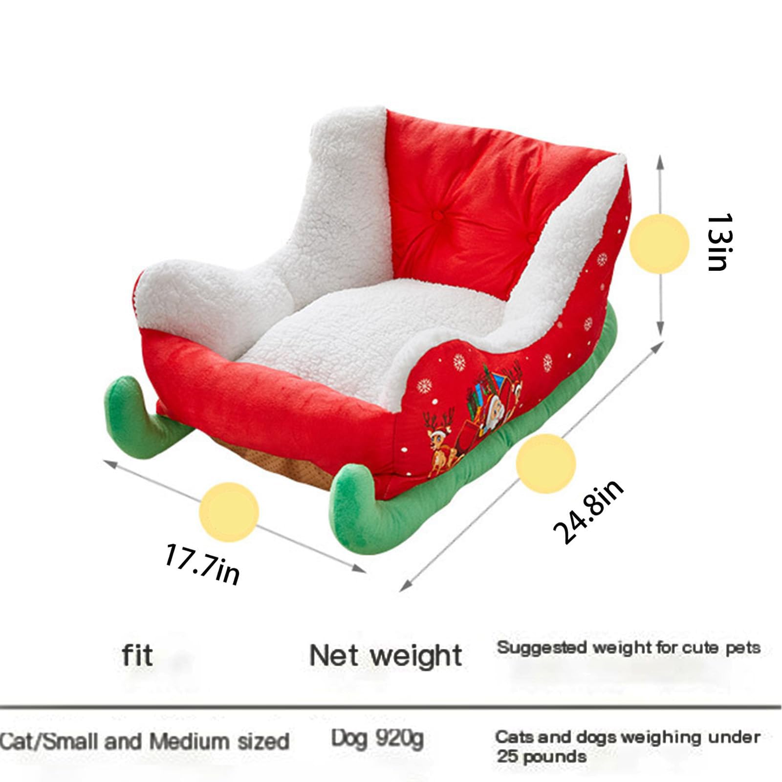 Generic Interesting Red Christmas Pet Bed sofa view shows versatile lounging for pets.