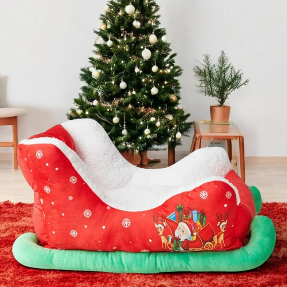Generic Interesting Red Christmas Pet Bed washable, durable fabric enables easy holiday cleanup.