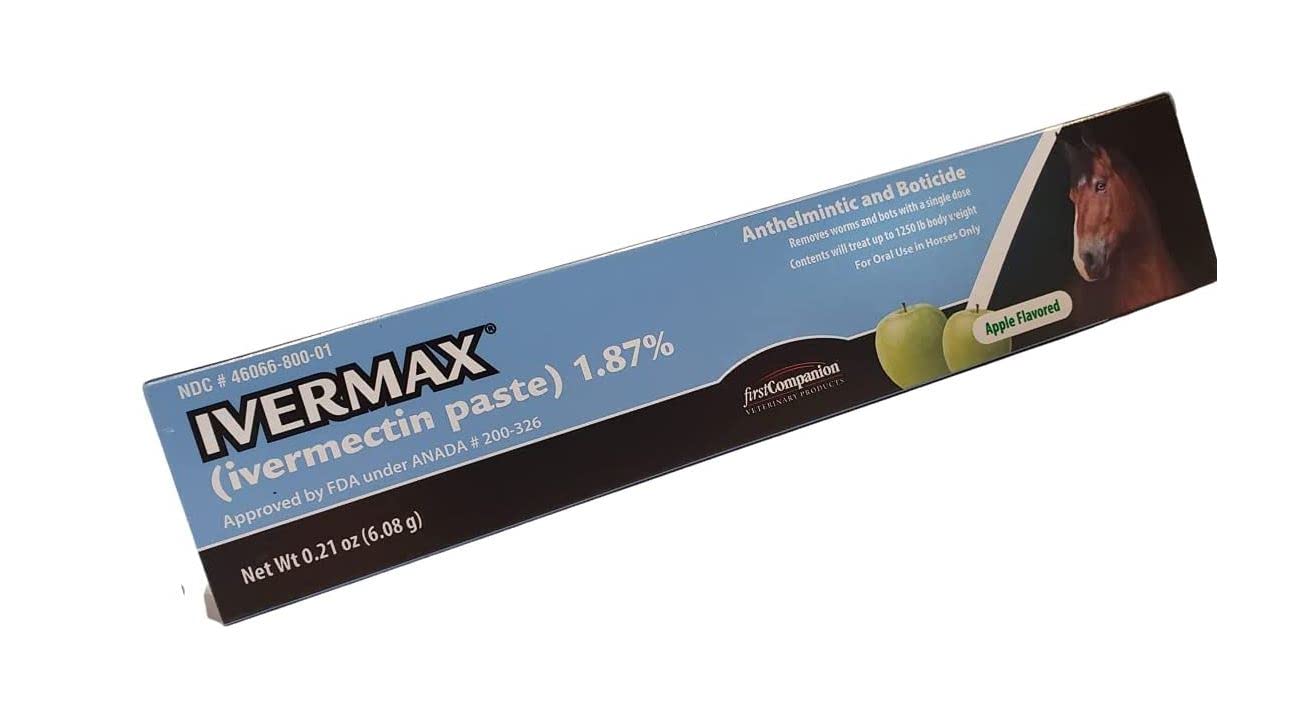 Generic Ivermax paste being applied to a horse for oral use.