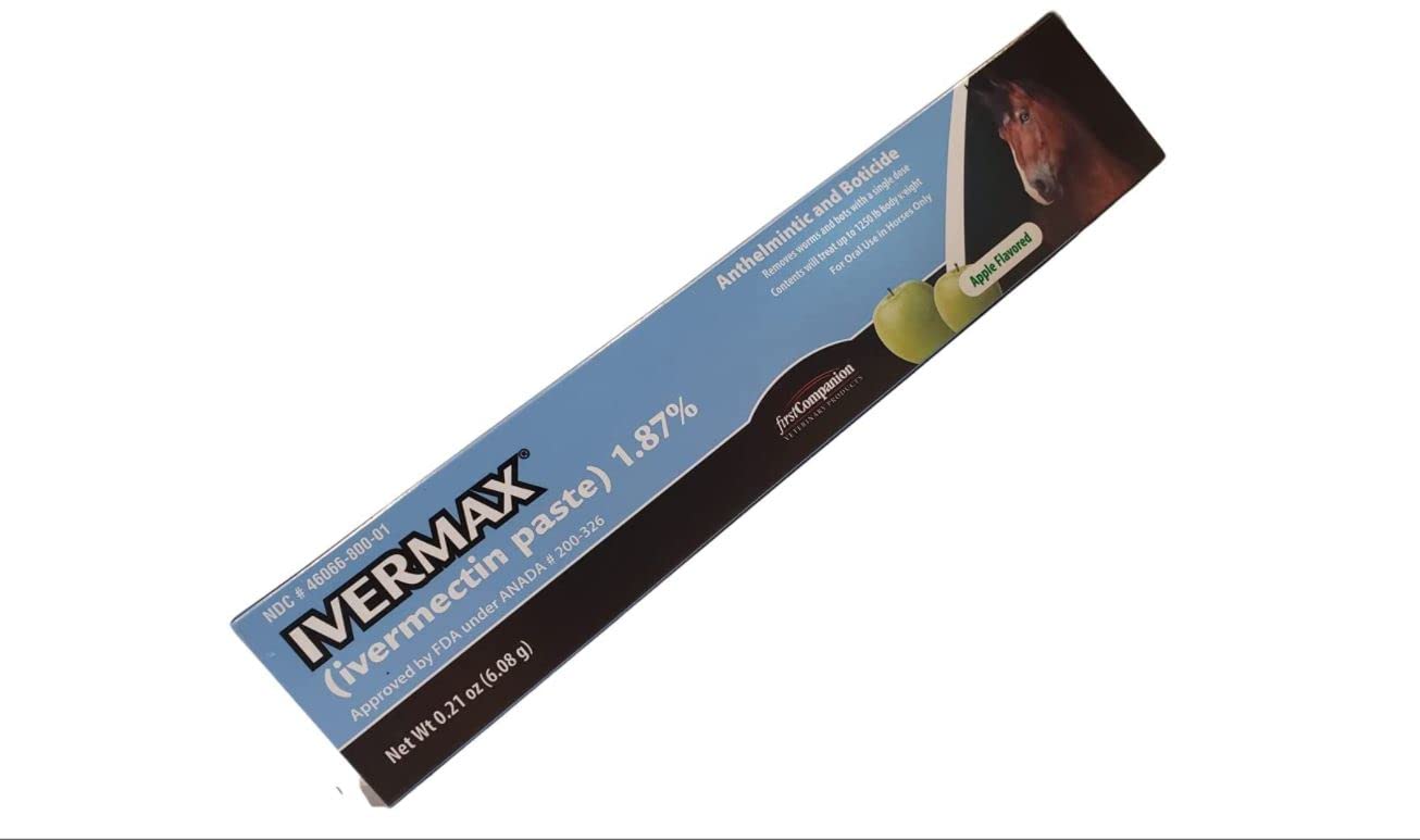 Generic Ivermax paste brand logo on packaging for horse care.