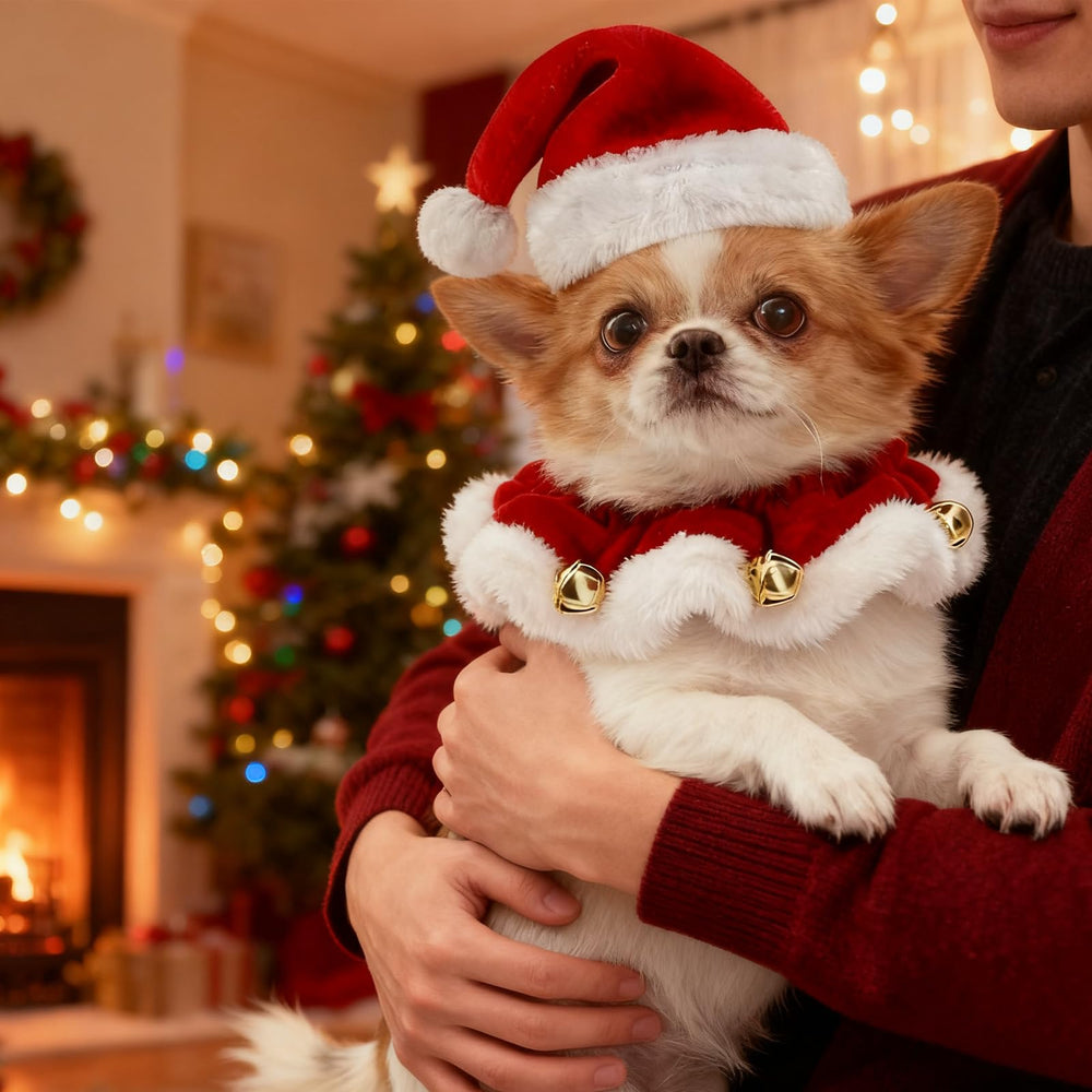 Generic pet Christmas photo session with festive plush outfits