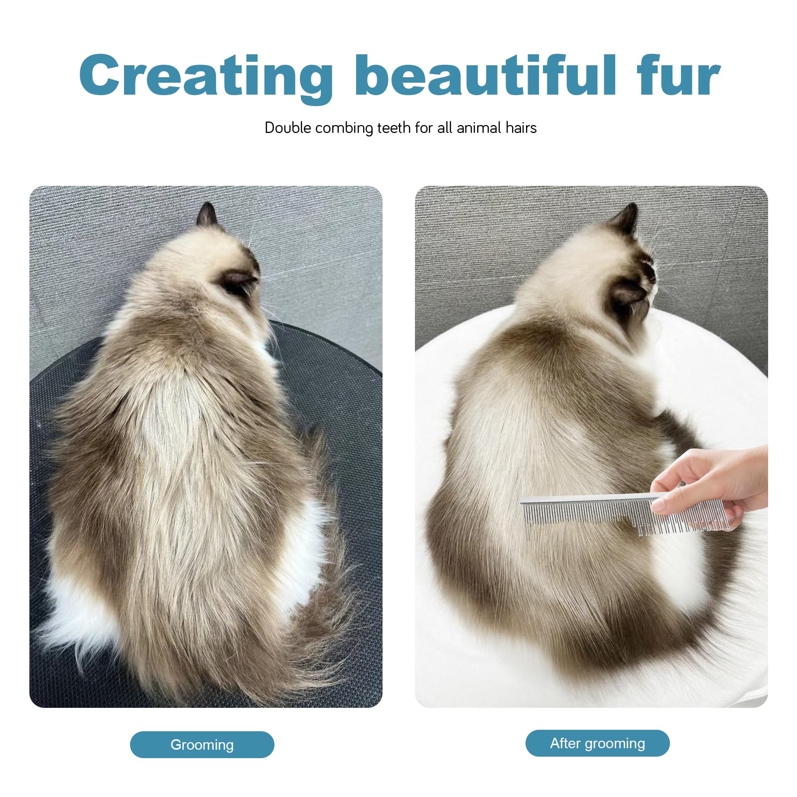 Generic pet comb suitable for multiple pets including cats, dogs, and small animals for shedding control