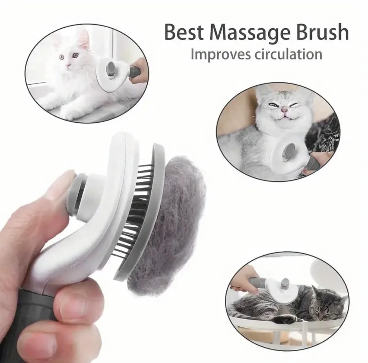 Generic Pet Grooming Brush hair removal in motion helps reduce shedding buildup.