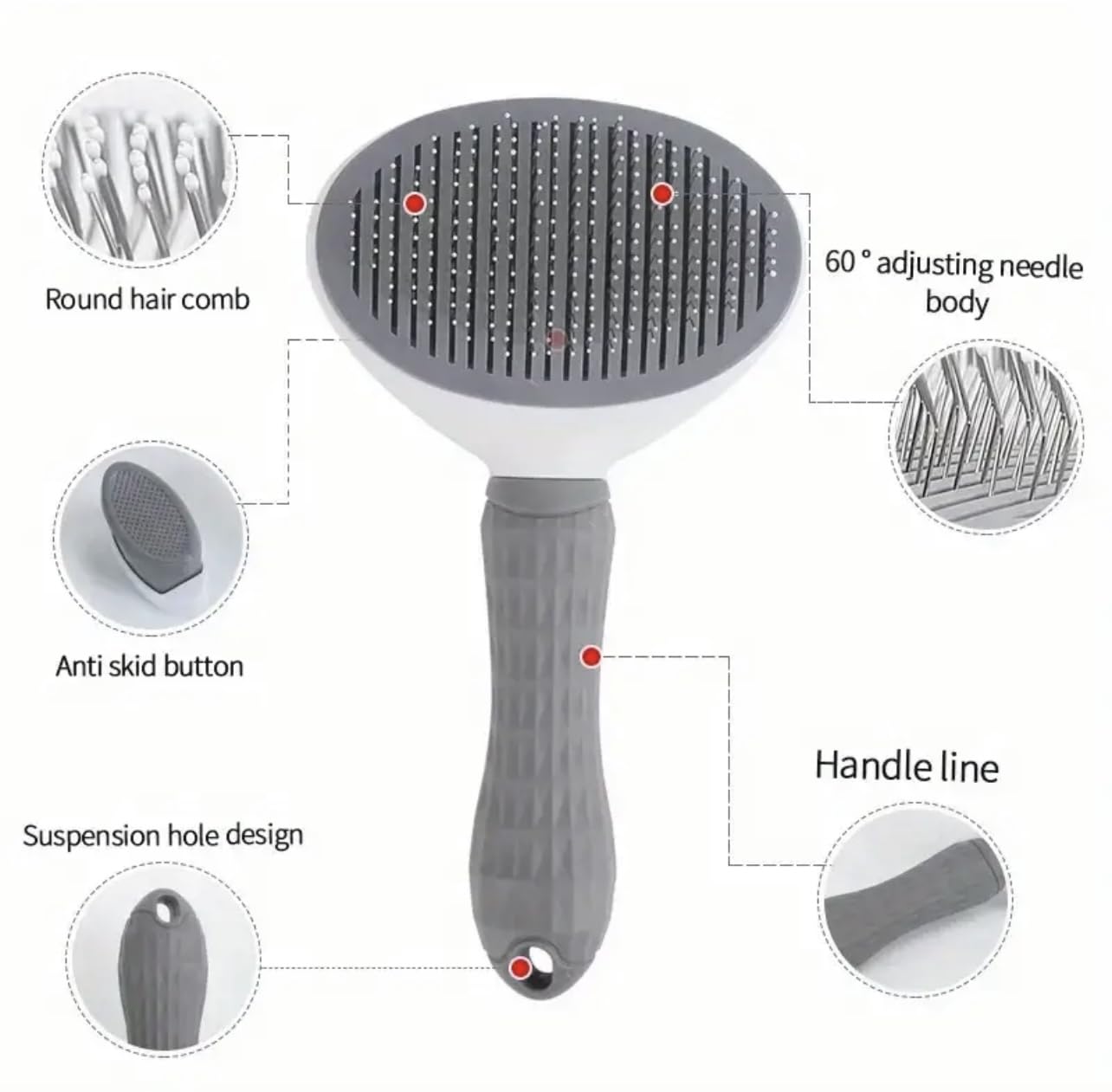 Generic Pet Grooming Brush self-cleaning button in action for quick cleanup.