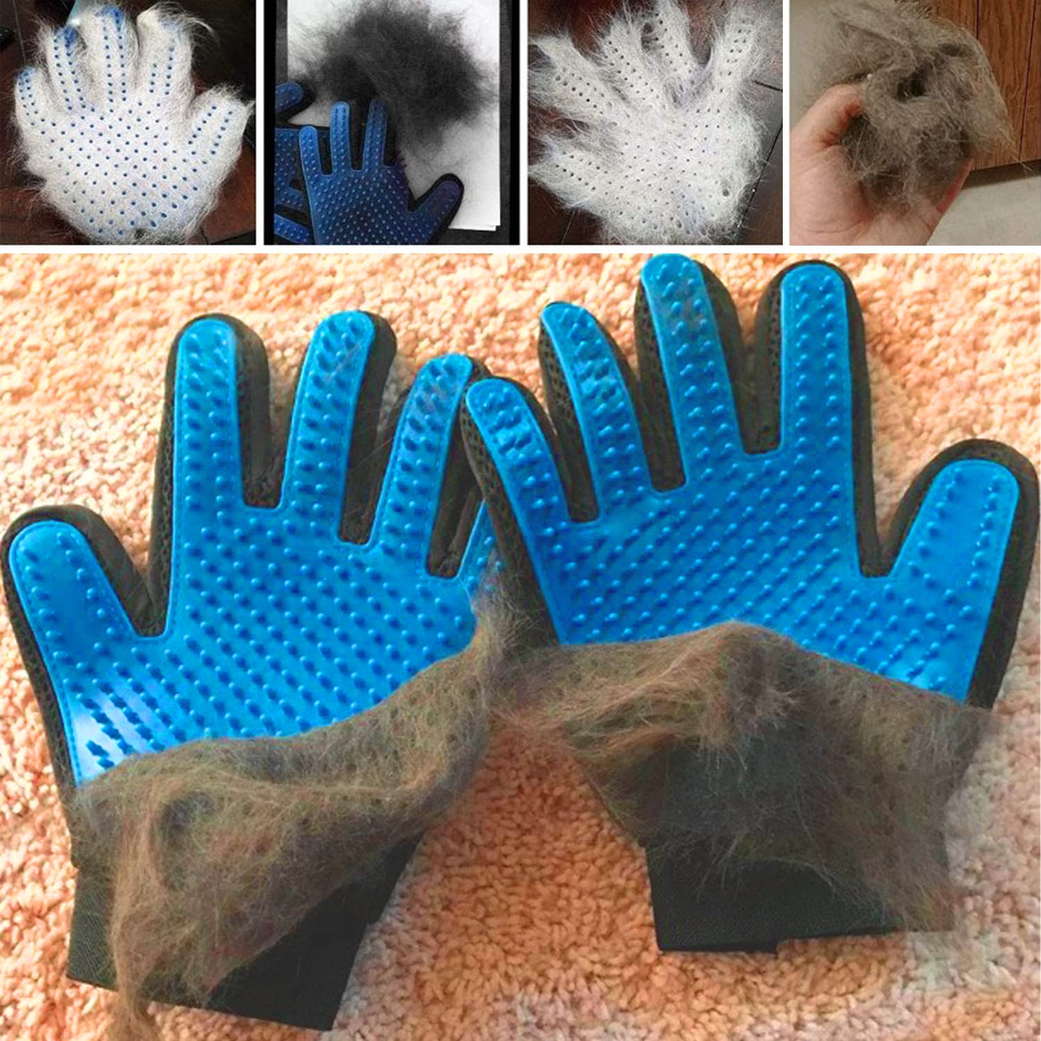 Generic Pet Grooming Glove shows right and left-handed set for balanced grooming.