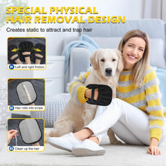Generic pet hair removal glove on sofa removes fur quickly.