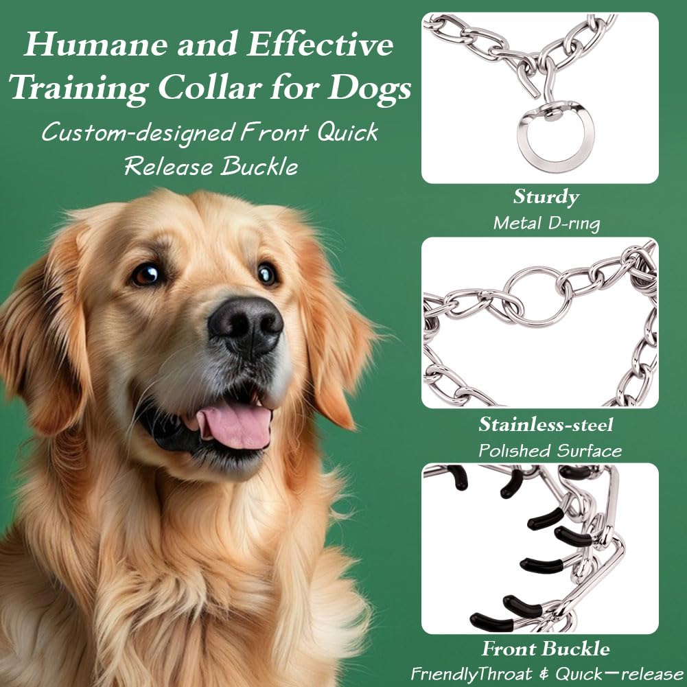 Generic pinch training chain collar shows rugged iron construction for outdoor use.