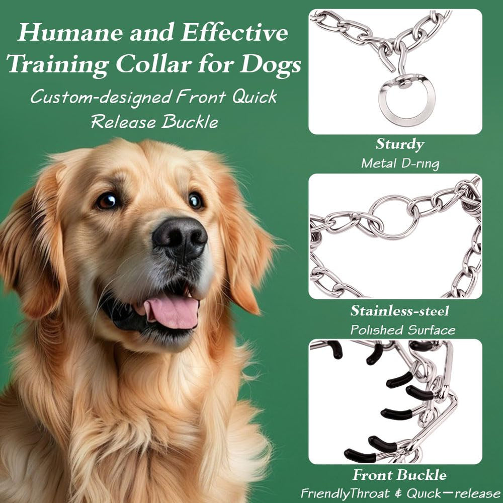 Generic pinch training chain collar shows rugged iron construction for outdoor use.