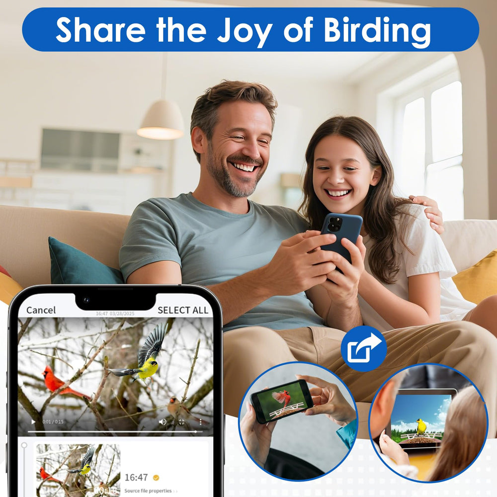 Generic Smart AI outdoor solar bird feeder supports multi-user sharing for family observation.
